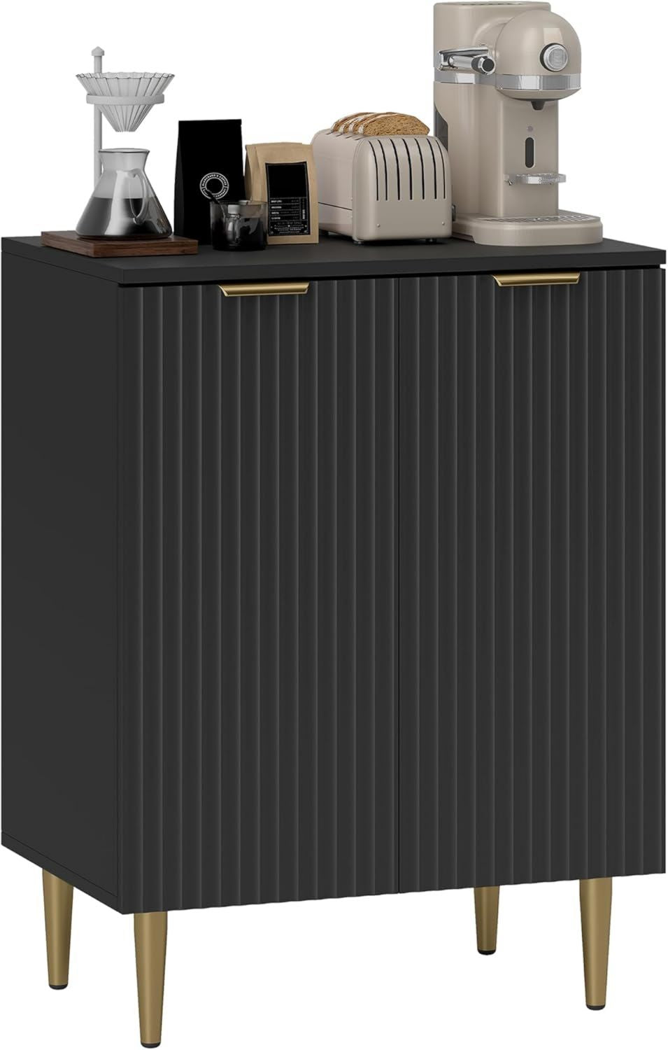 Credenza HOMCOM Cucina in Metallo con 2 Ante Ripiano Regolabile cm Mobile Cucina Buffet Gambe 60 x 40 x 80 Nero per Soggiorno Sala da Pranzo