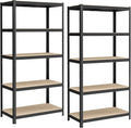 SONGMICS Set di 2 Scaffali in Metallo Scaffalature a 5 Ripiani Regolabili Senza Viti Scaffale Salvaspazio per Garage Magazzino Portante 600 kg 50 x 100 x 200 cm Nero GLR050B02