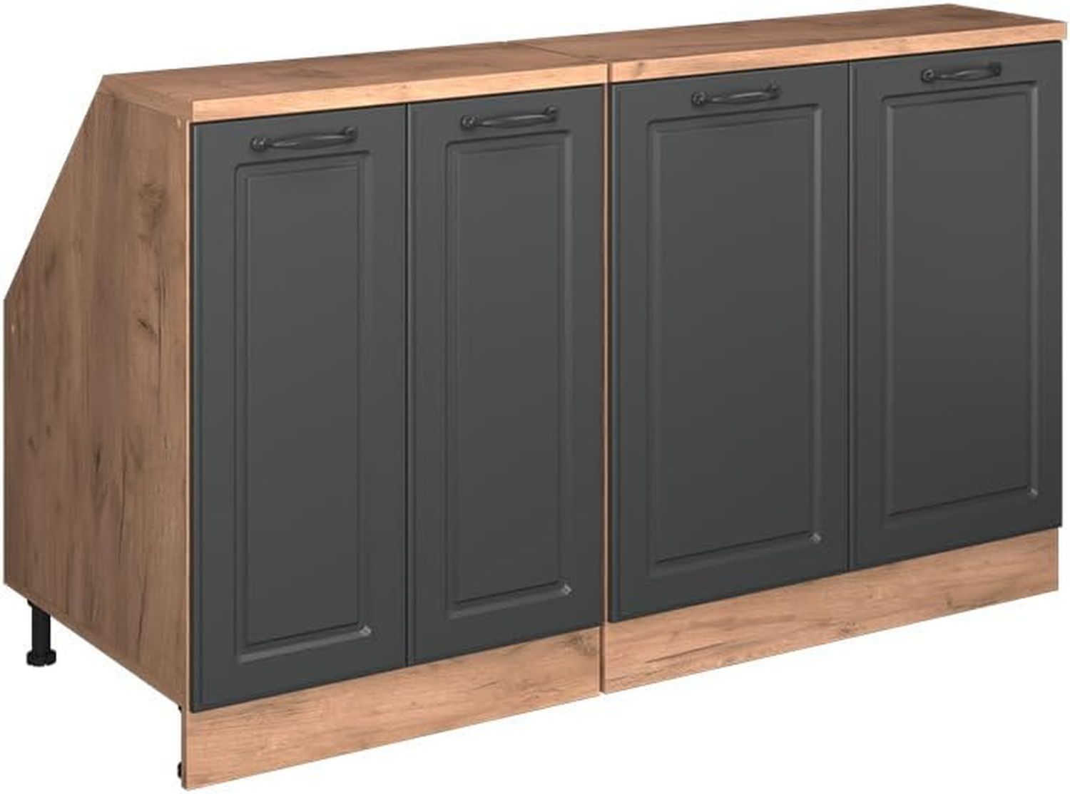 Mobile Vicco cucina sottotetto R Line Antracite country 140 cm Set di 2 armadio profondit脿 60 cm adatto per pareti inclinate e montaggio cucina variabile
