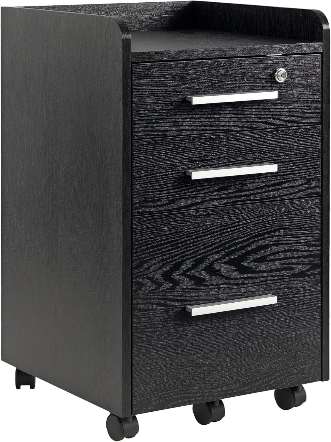 Armadietto HOMCOM Schedario da Ufficio con 3 Cassetti 5 Ruote cm cm Cassettiera Ufficio con Serratura e 2 Chiavi 39.2 x 40 x 65.4 Nero per Lettera Legale Formato A4 Armadietto Verticale per Studio