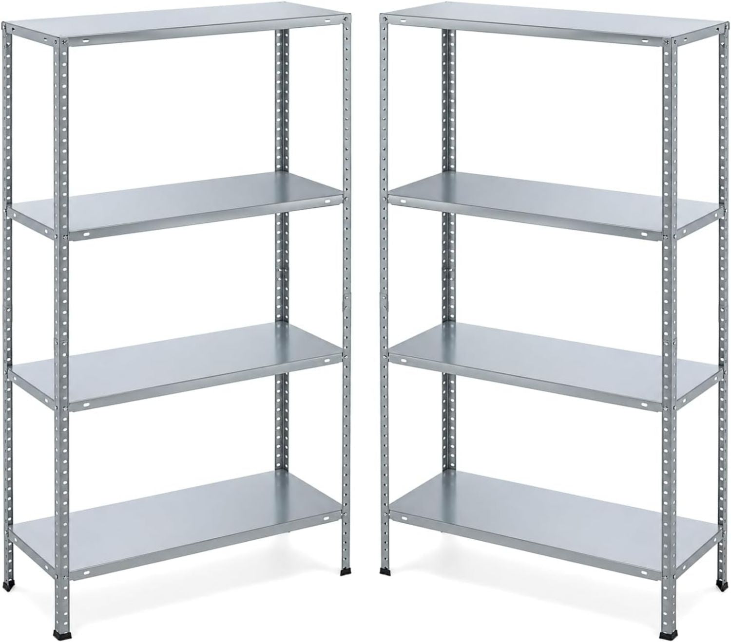 VIRSUS 2 Scaffali in Metallo a 4 Ripiani Misura 75x30x147 cm Metallo Galvanizzato Montaggio Veloce Scaffalature per Garage Magazzino Portata Max 180 kg 4410
