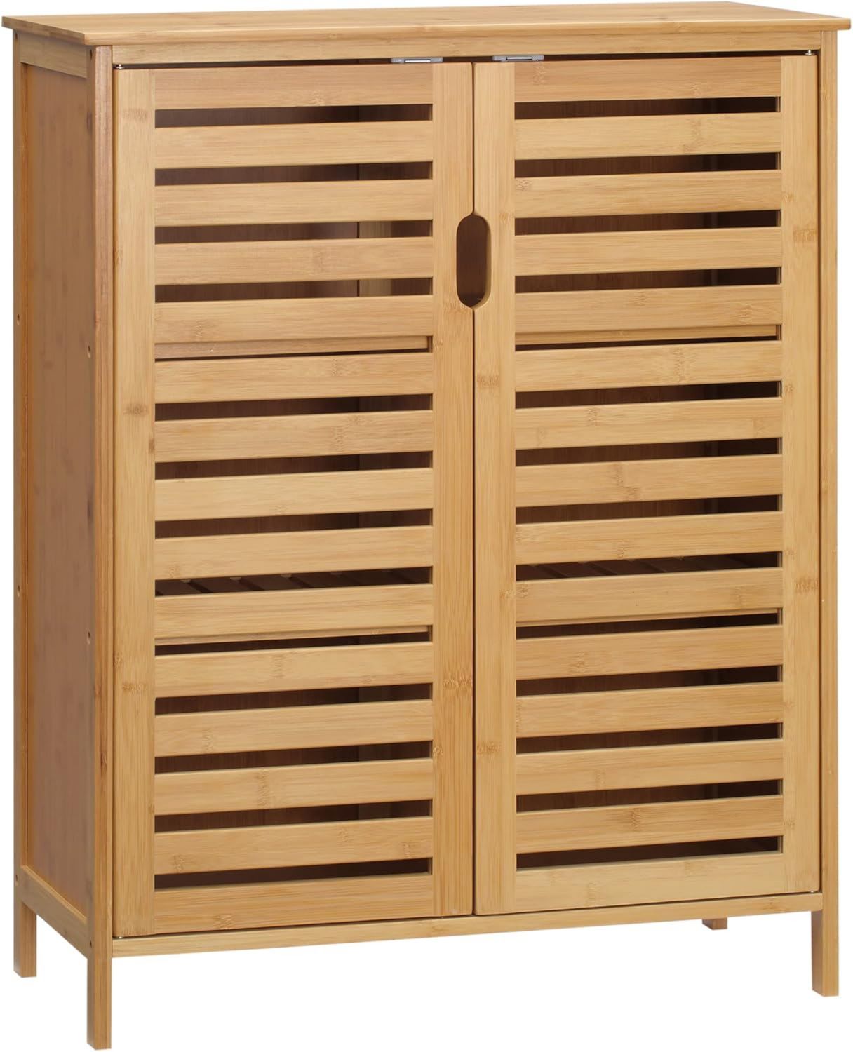 Mobile kleankin Bagno Moderno a 2 Ante in Bamb霉 cm Color Armadietto da Bagno 2 Ripiani Ventilati 68 x 32 x 86 Legno