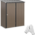 Outsunny Casetta da Giardino 1.34m虏 161.5x94.5x196cm Marrone Acciaio Zincato Capanno da Giardino Tetto Inclinato Guanti Porta Bloccabile Capanno Porta Attrezzi